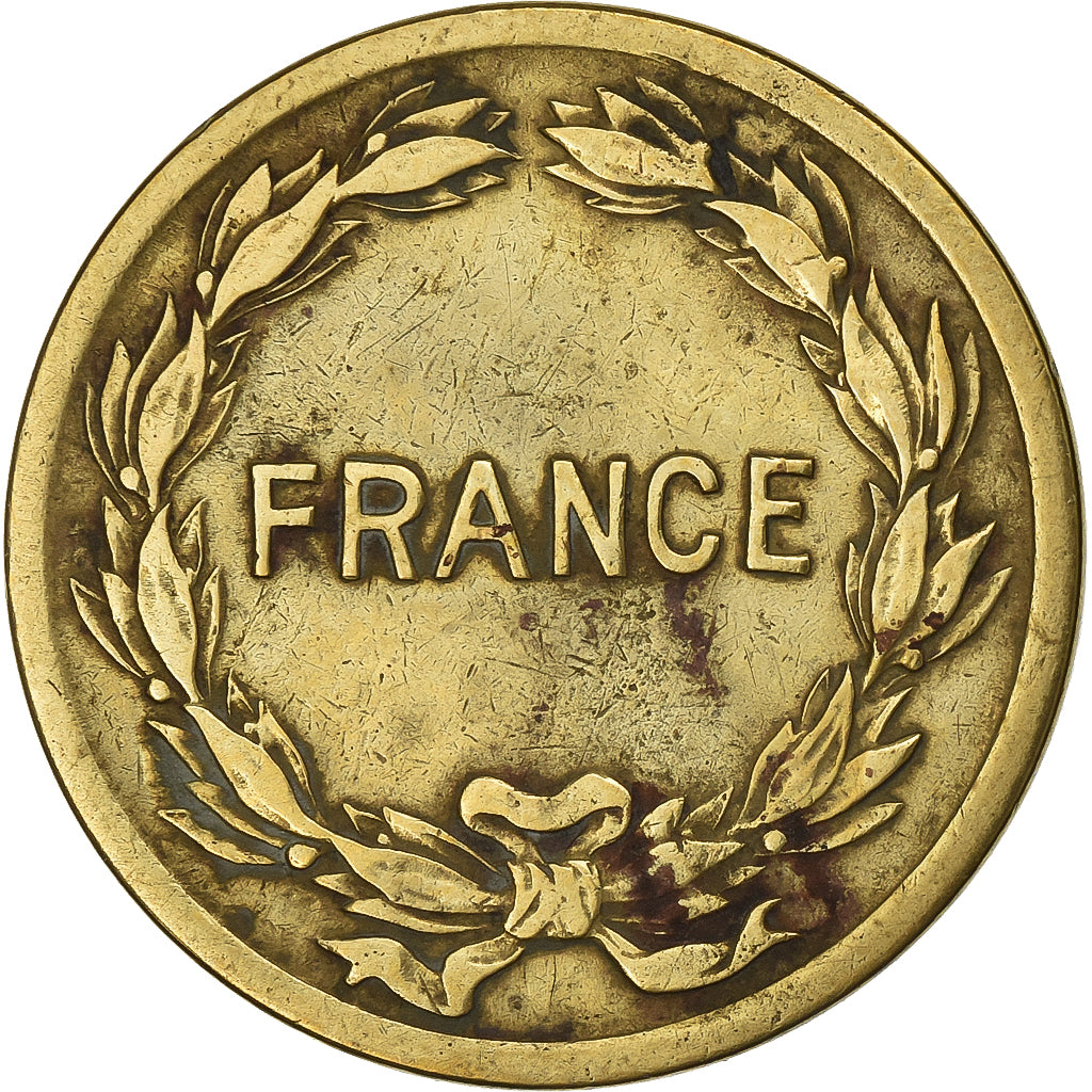 France, 2 Francs, France Libre, 1944, Philadelphia, Brass, VF(30-35), KM:905