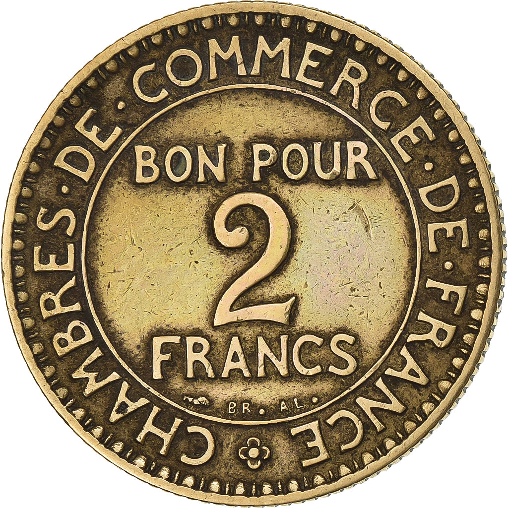 France, 2 Francs, Chambre de commerce, 1920, Paris, Aluminum-Bronze, VF(30-35)