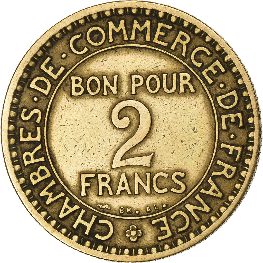 Francja, 2 Francs, Chambre de commerce, 1921, Paris, Aluminium-Brąz, VF(30-35)
