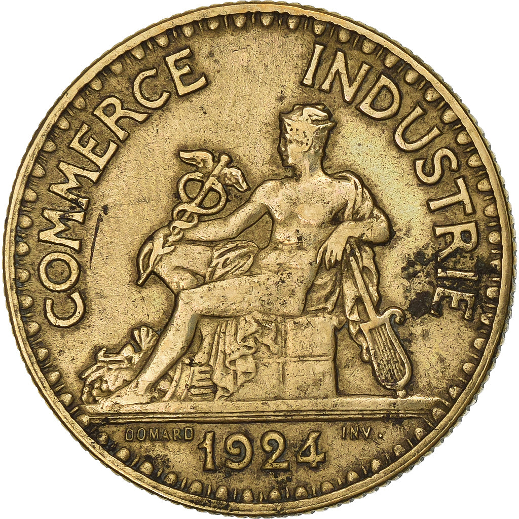 France, 2 Francs, Chambre de commerce, 1924, Paris, Bronze-Aluminium, TTB+