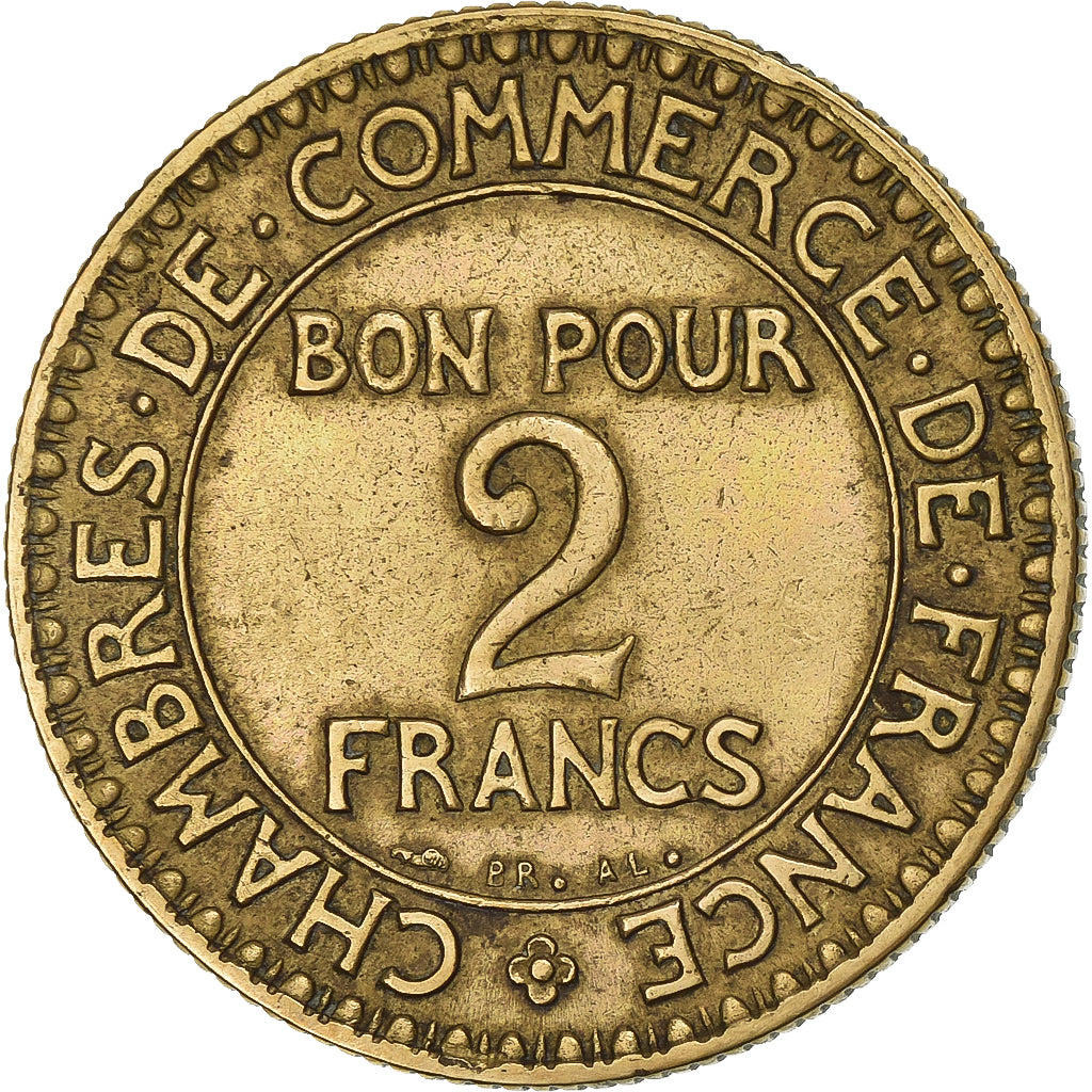 France, 2 Francs, Chambre de commerce, 1924, Paris, Bronze-Aluminium, TTB+