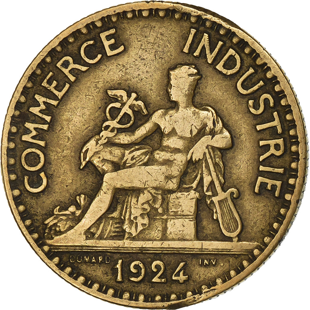 Francja, 2 Francs, Chambre de commerce, 1924, Paris, Aluminium-Brąz, VF(20-25)