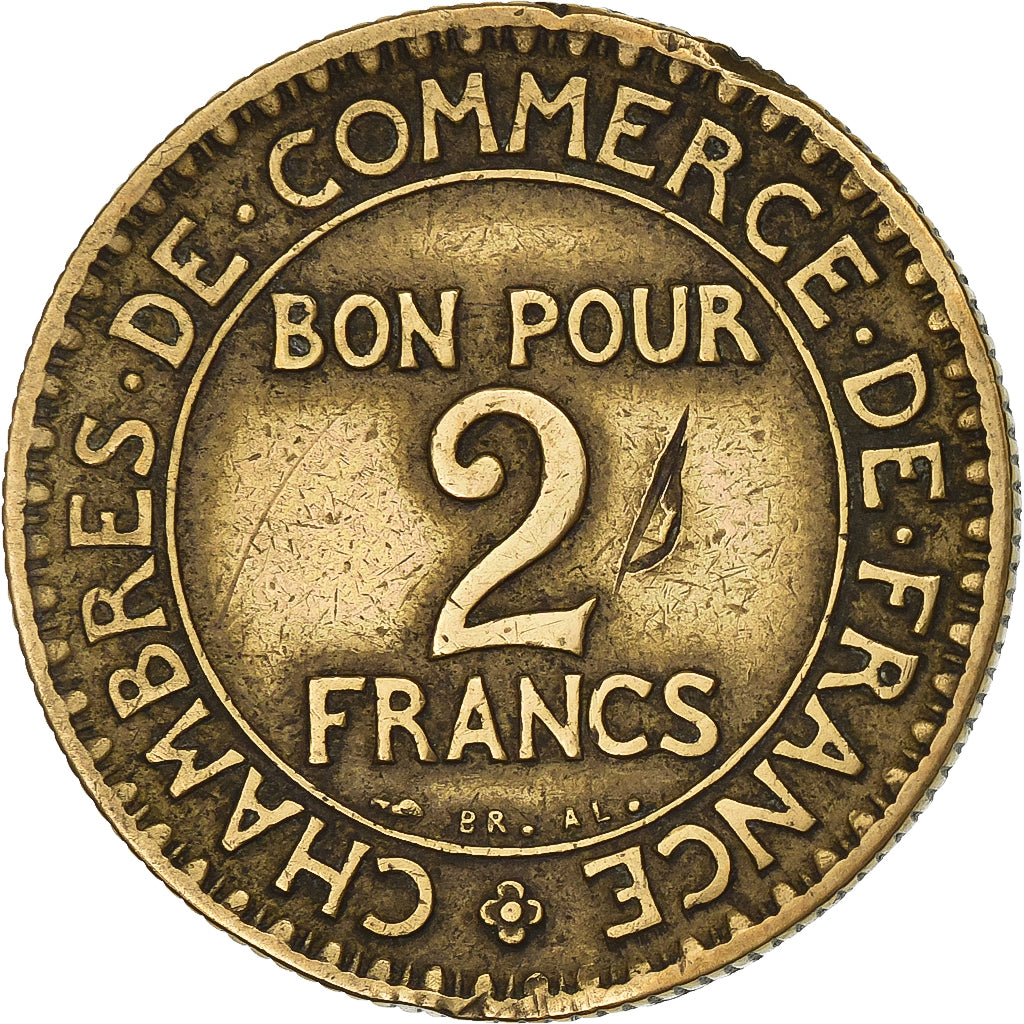 Francja, 2 Francs, Chambre de commerce, 1924, Paris, Aluminium-Brąz, VF(20-25)
