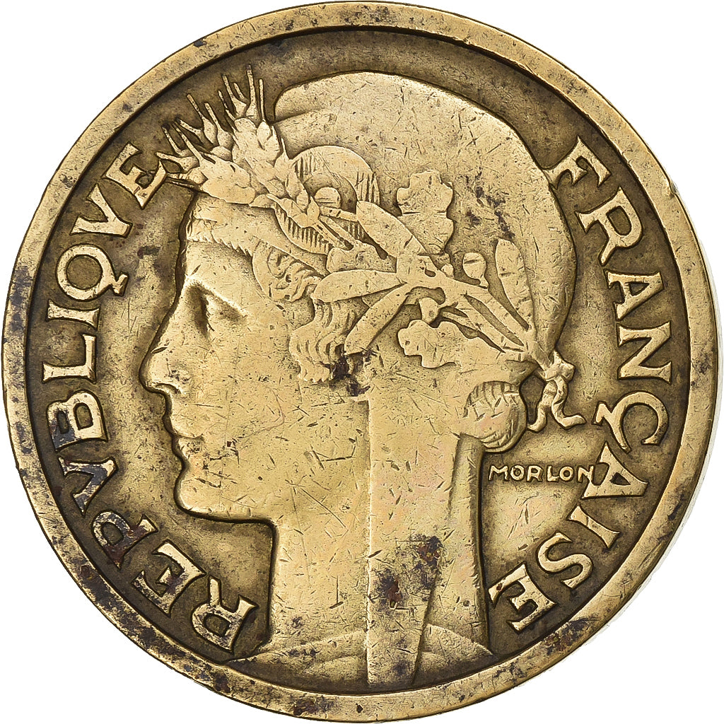 Francia, 2 Francs, Morlon, 1936, Aluminio - bronce, BC+, Gadoury:535, KM:886