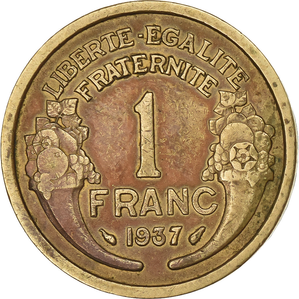 Francia, Franc, Morlon, 1937, Alluminio-bronzo, BB, Gadoury:470, KM:885