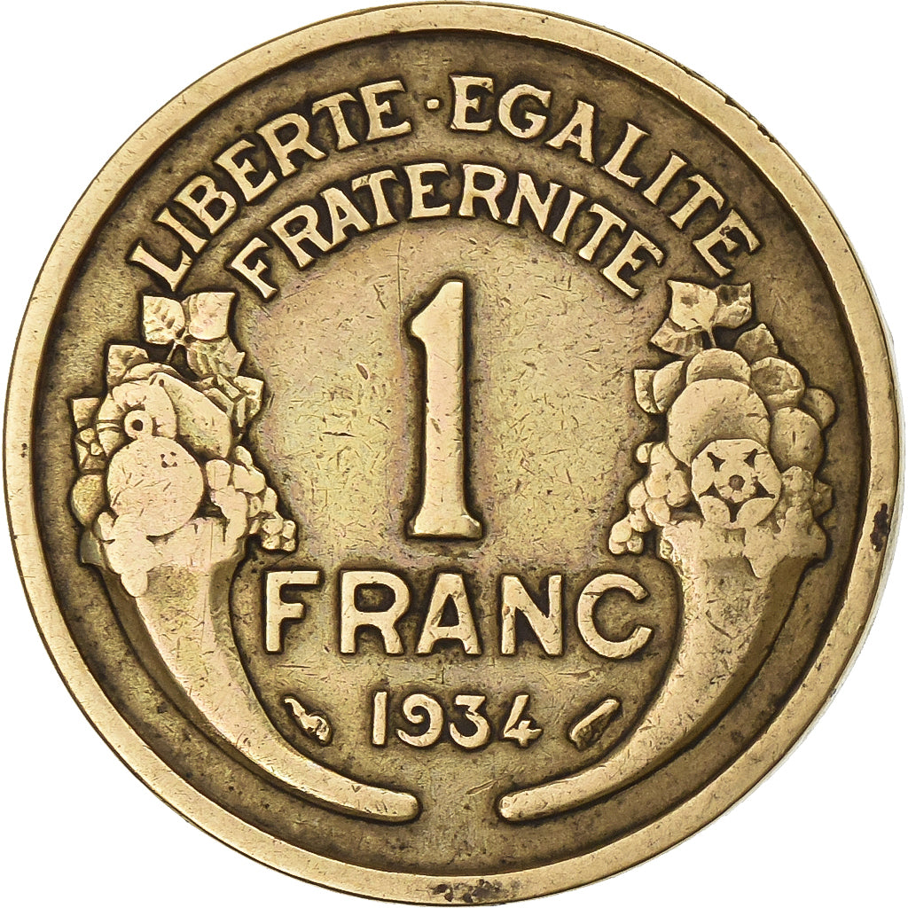 France, Franc, Morlon, 1934, Aluminum-Bronze, VF(20-25), Gadoury:470, KM:885
