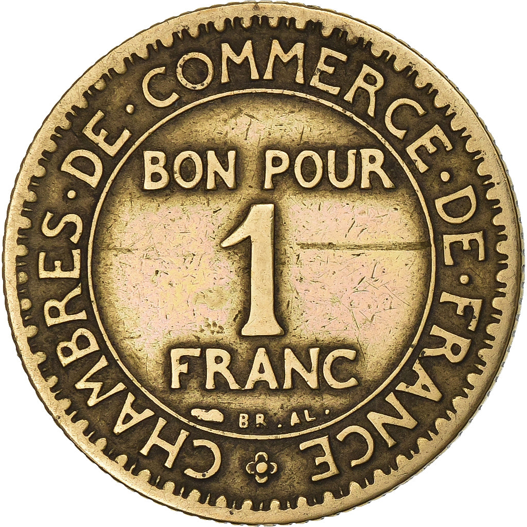France, Franc, Chambre de commerce, 1923, Paris, Aluminum-Bronze, VF(20-25)