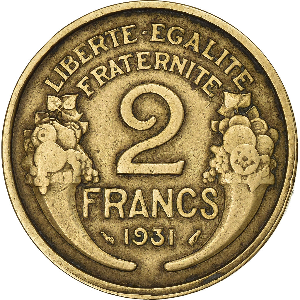 France, 2 Francs, Morlon, 1931, Aluminum-Bronze, EF(40-45), Gadoury:535, KM:886