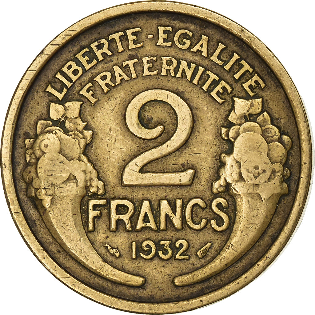 Francja, 2 Francs, Morlon, 1932, Aluminium-Brąz, VF(20-25), Gadoury:535, KM:886