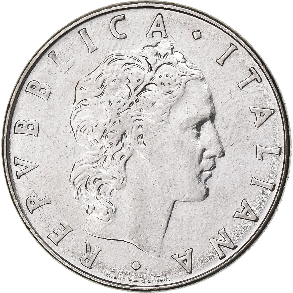 Włochy, 50 Lire, 1980, Rome, Stal nierdzewna, AU(50-53), KM:95.1