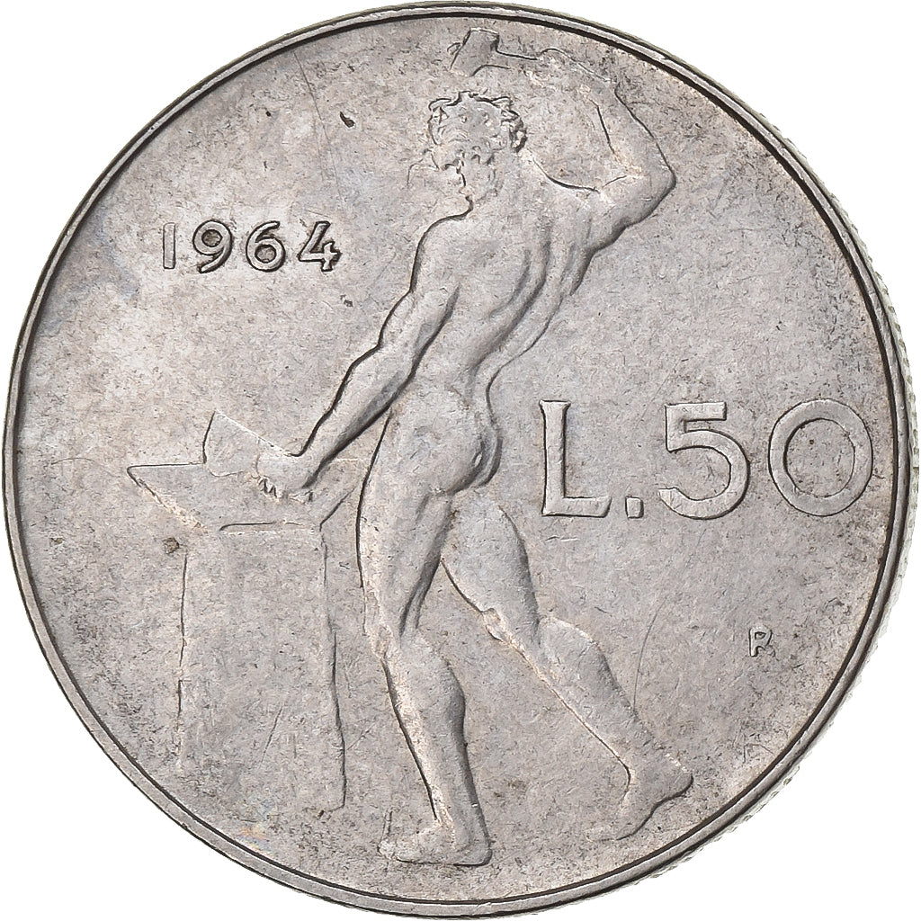 Italien, 50 Lire, 1964, Rome, Stainless Steel, SS, KM:95.1