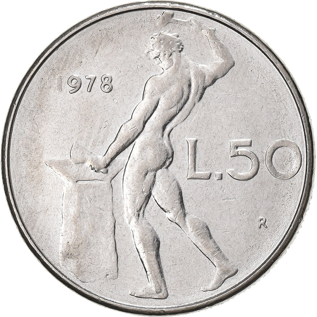 Italien, 50 Lire, 1978, Rome, Stainless Steel, SS, KM:95.1