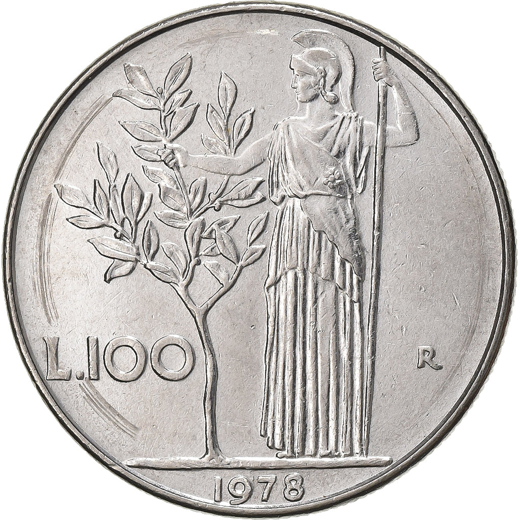 Italy, 100 Lire, 1978, Rome, Stainless Steel, AU(50-53), KM:96.1