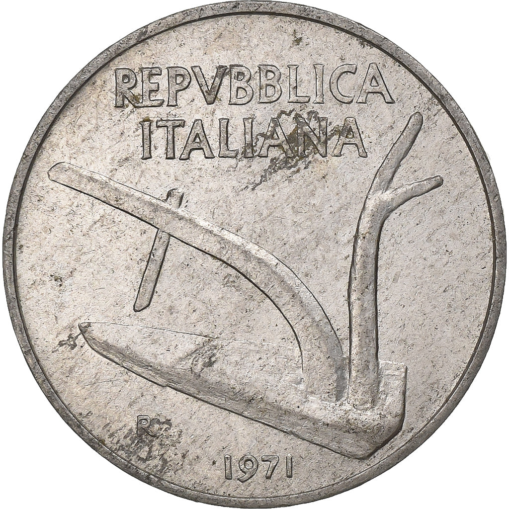 Italia, 10 Lire, 1971, Rome, Aluminio, MBC, KM:93