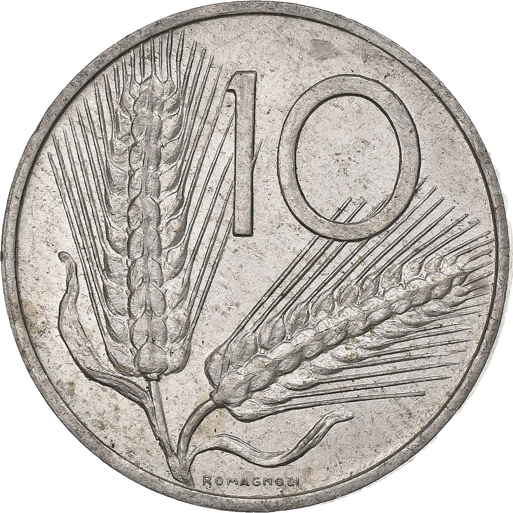 Italia, 10 Lire, 1971, Rome, Aluminio, MBC, KM:93