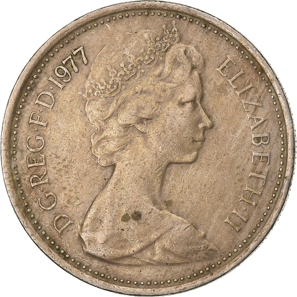 Great Britain, Elizabeth II, 5 New Pence, 1977, Copper-nickel, EF(40-45), KM:911