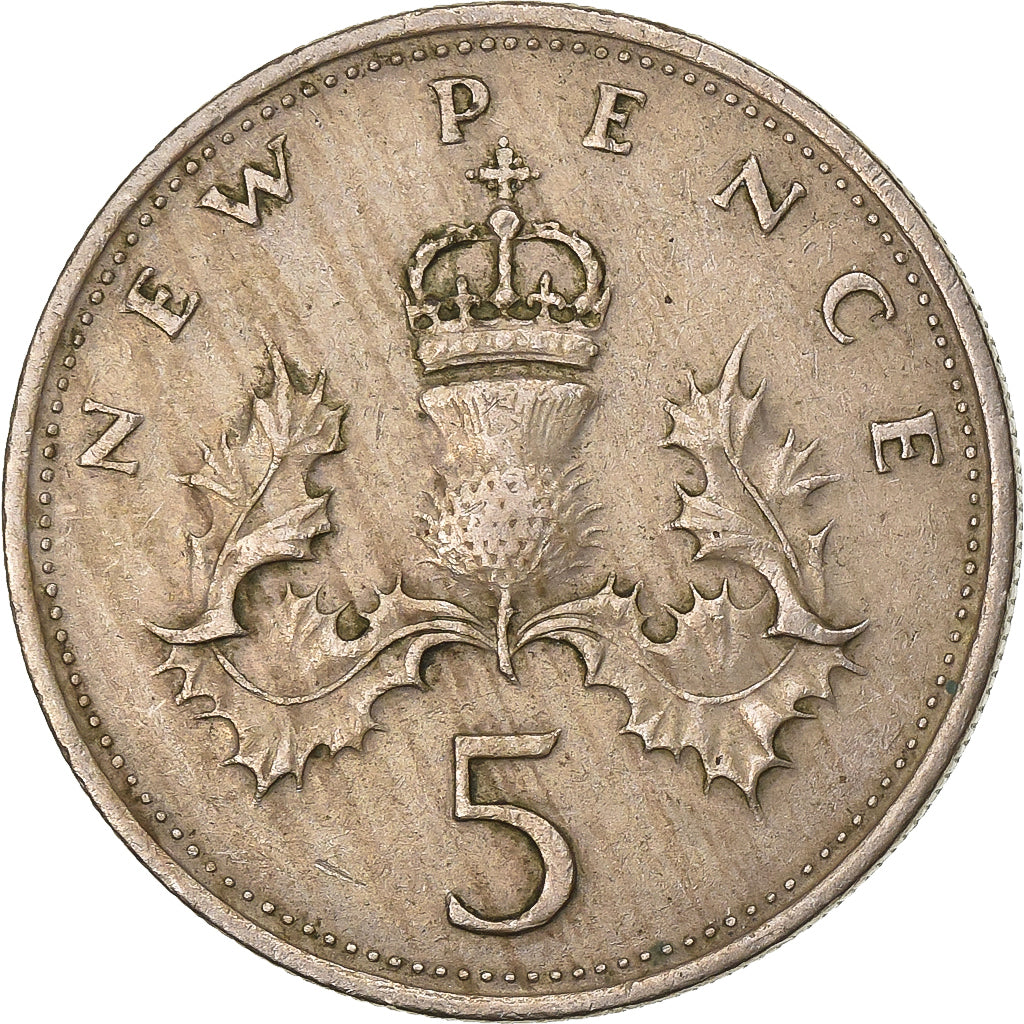 Great Britain, Elizabeth II, 5 New Pence, 1977, Copper-nickel, EF(40-45), KM:911