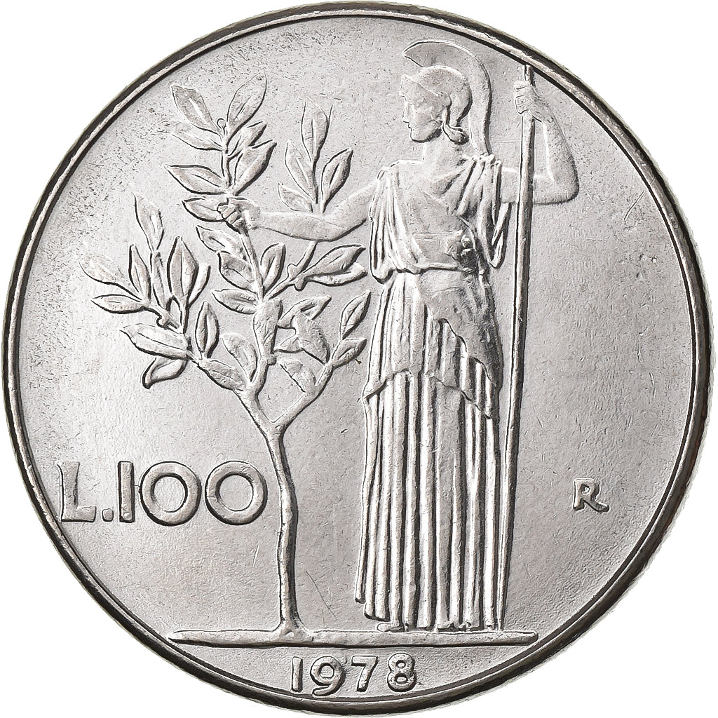 Italië, 100 Lire, 1978, Rome, Stainless Steel, ZF, KM:96.1