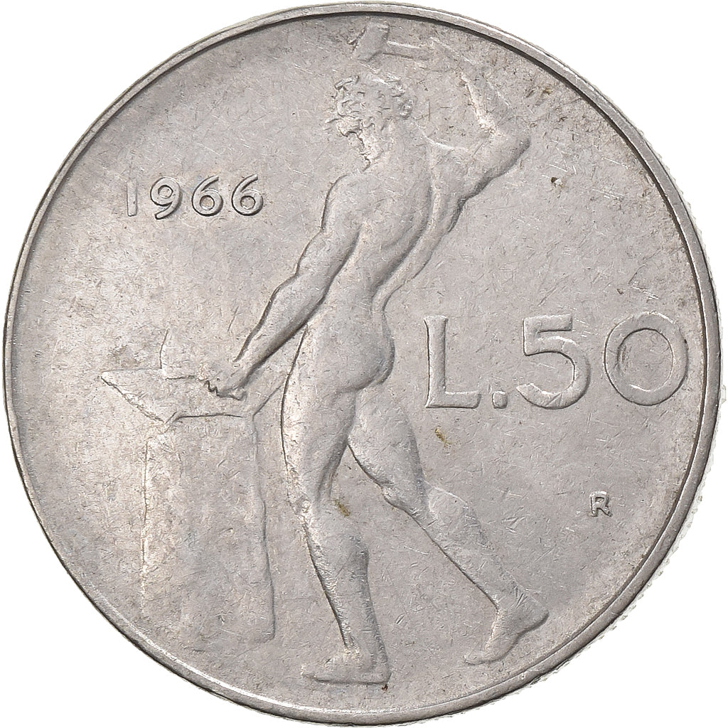 Italien, 50 Lire, 1966, Rome, Stainless Steel, S+, KM:95.1