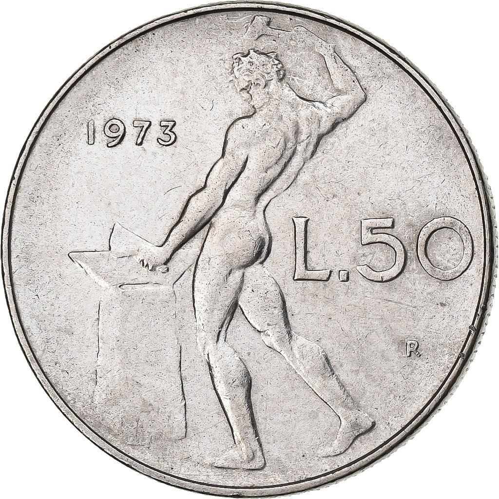 Italien, 50 Lire, 1973, Rome, Stainless Steel, SS+, KM:95.1