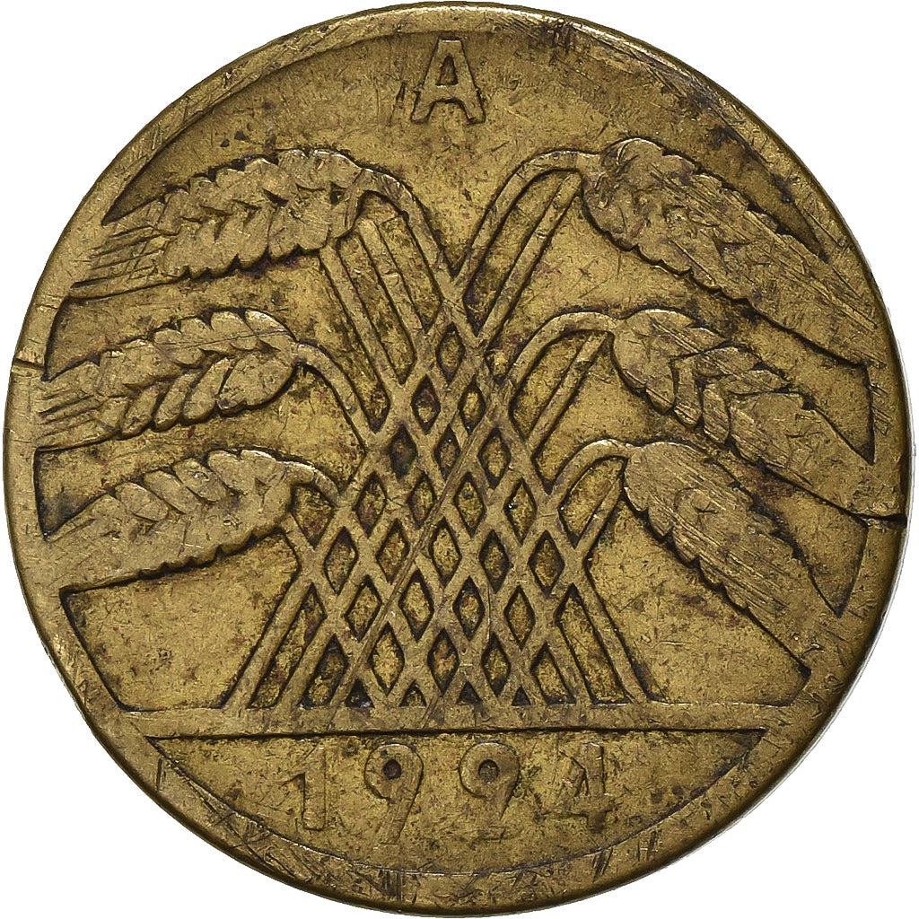 Federale Duitse Republiek, 10 Rentenpfennig, 1924, Berlin, Brass Clad Steel