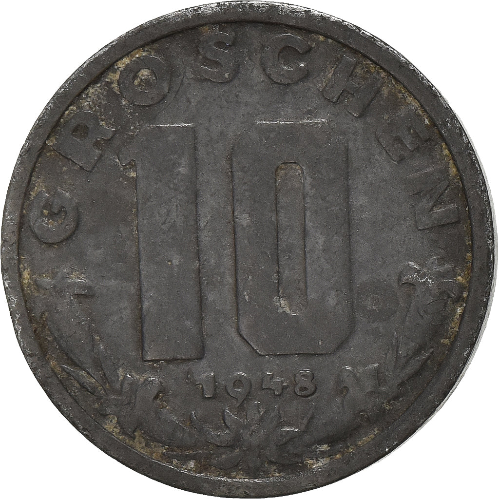 Austria, 10 Groschen, 1948, Cinc, BC+, KM:2874