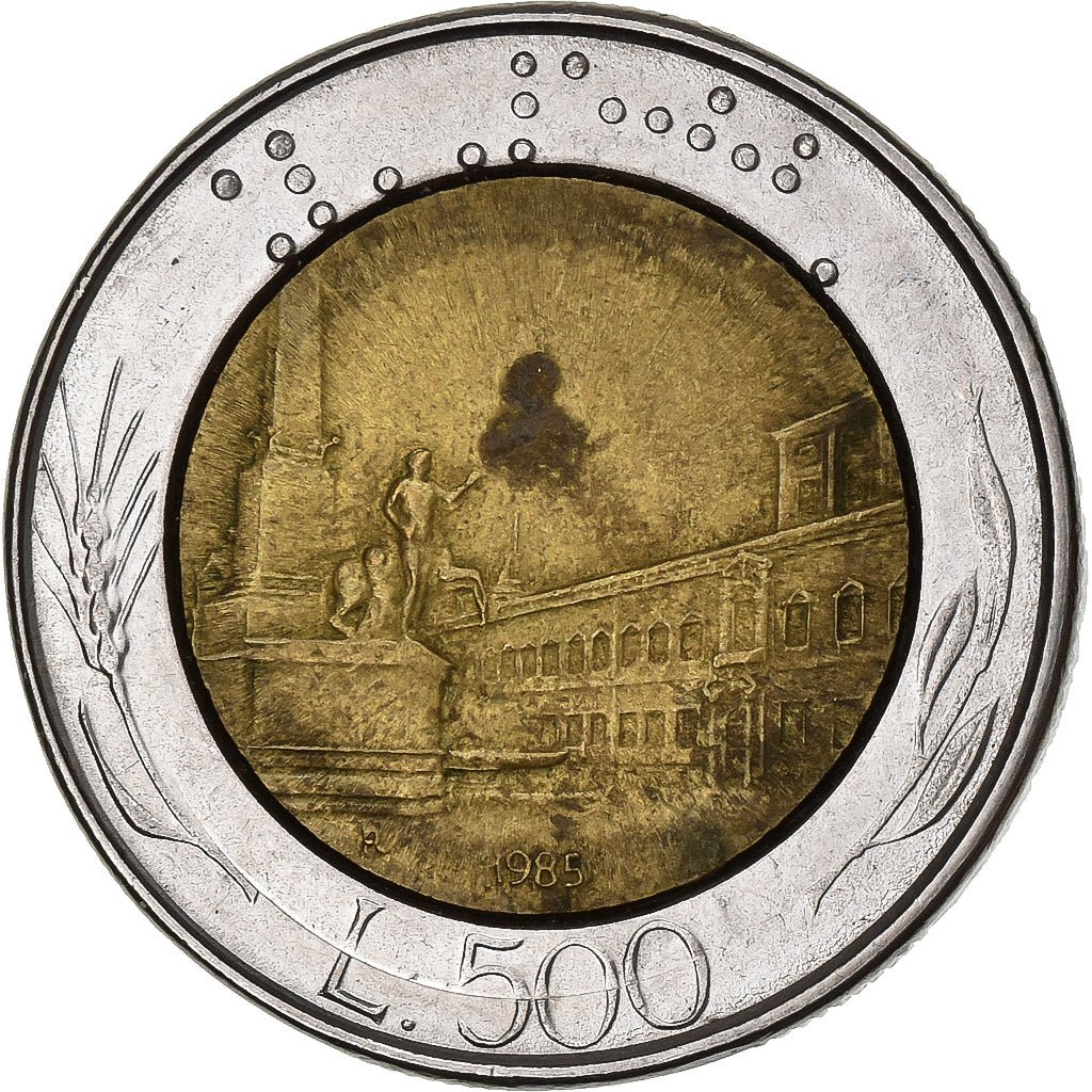 Itália, 500 Lire, 1985, Rome, Bimetálico, EF(40-45), KM:111
