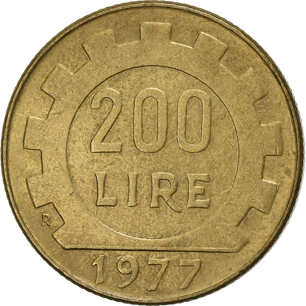 Italien, 200 Lire, 1977, Rome, Aluminum-Bronze, SS, KM:105