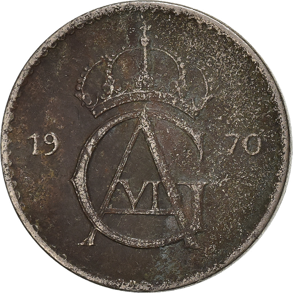 Suécia, Gustaf VI, 50 Öre, 1970, Cobre-níquel, VF(20-25), KM:837