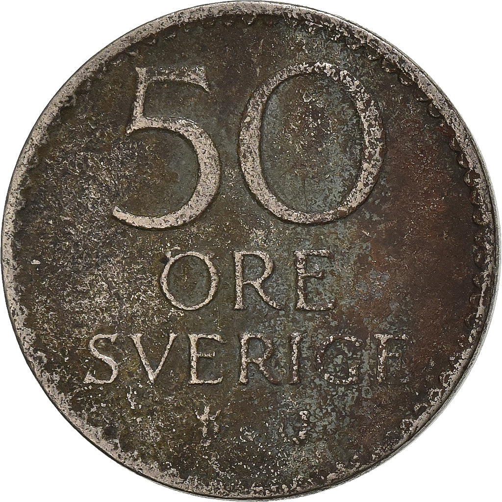 Suécia, Gustaf VI, 50 Öre, 1970, Cobre-níquel, VF(20-25), KM:837
