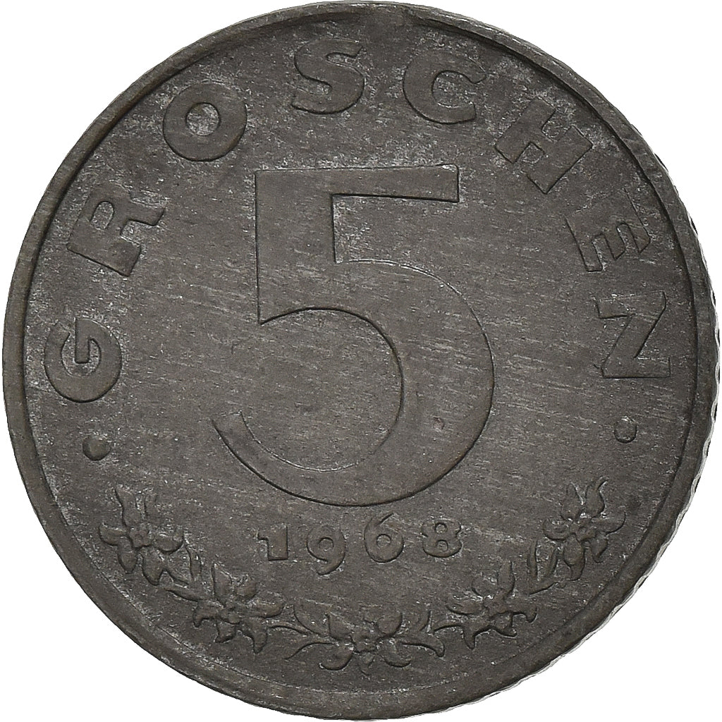 Áustria, 5 Groschen, 1968, Zinco, VF(30-35), KM:2875