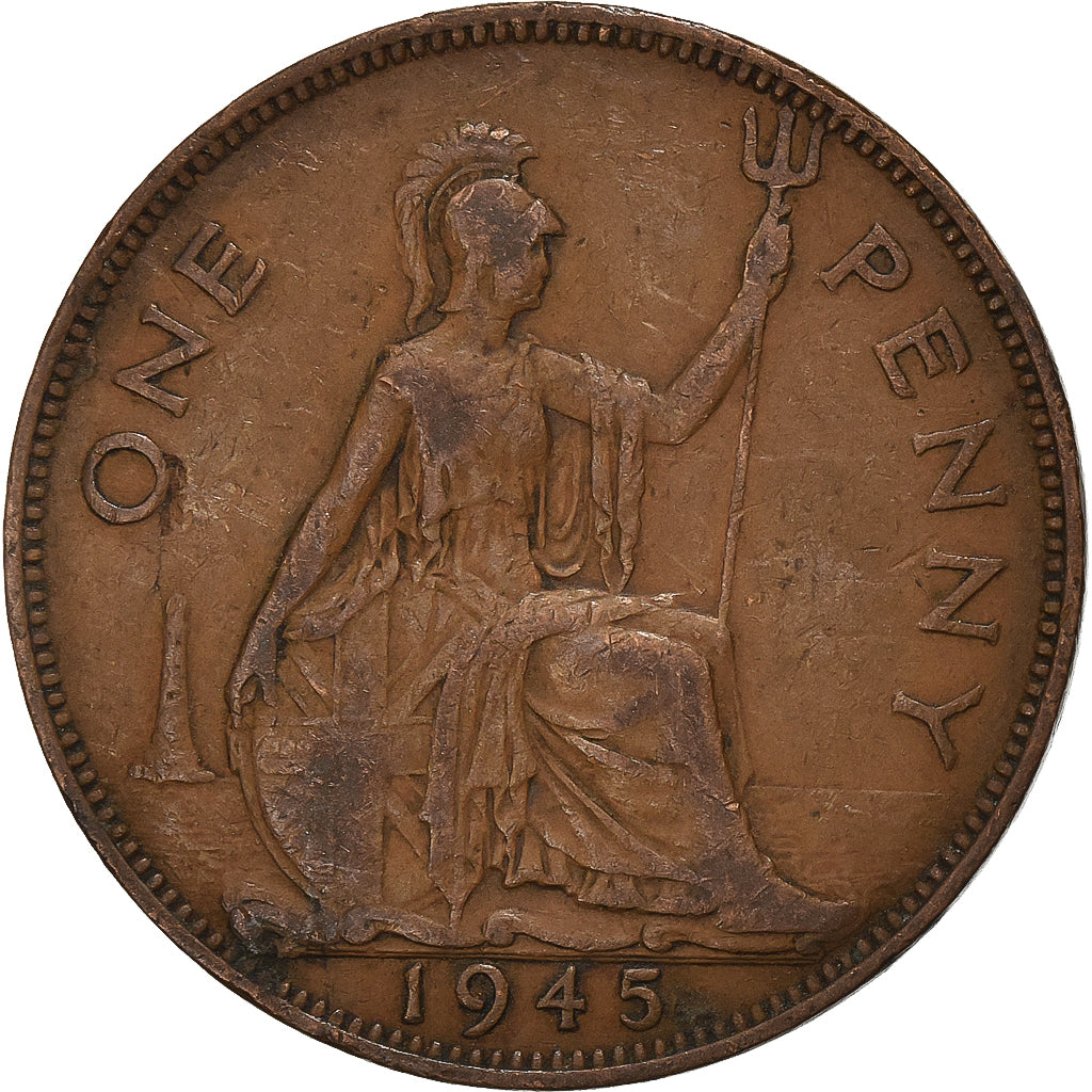 Great Britain, George VI, Penny, 1945, Bronze, VF(30-35), KM:845