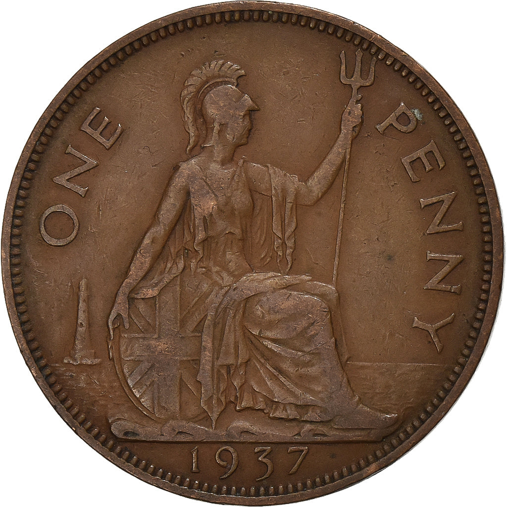 Grande-Bretagne, George VI, Penny, 1937, Bronze, TB+, KM:845