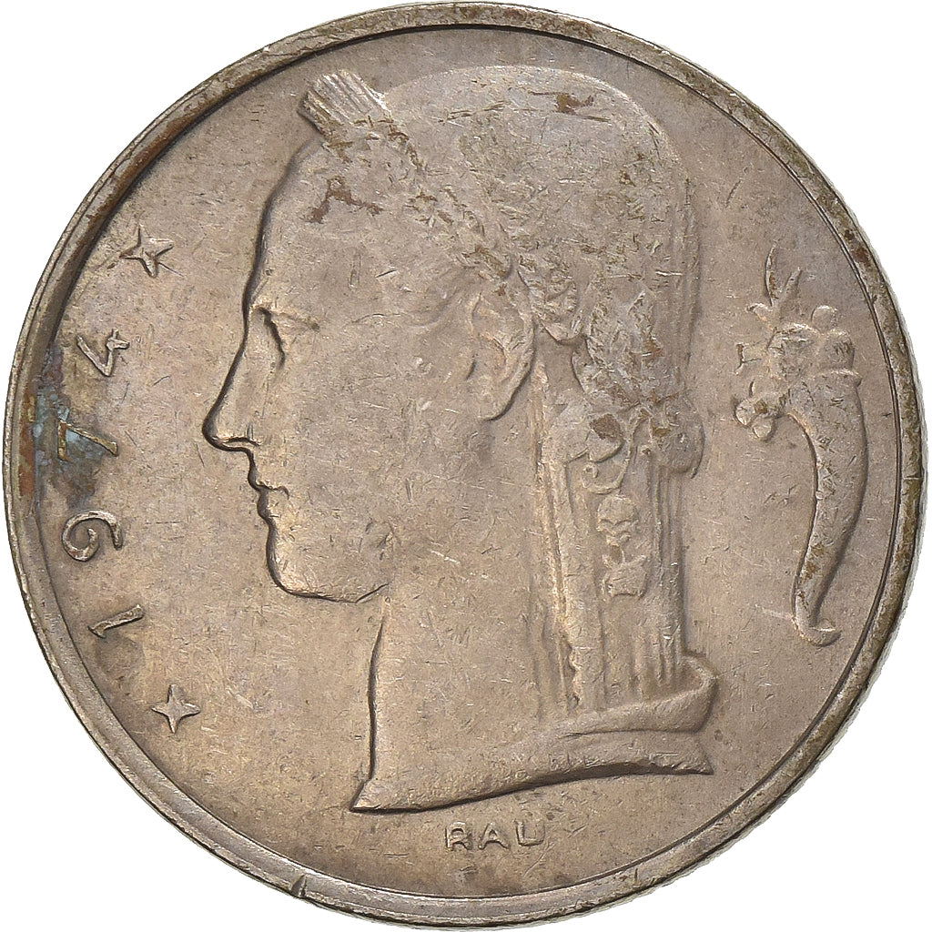 Belgio, 5 Francs, 5 Frank, 1974, Rame-nichel, MB+, KM:134.1