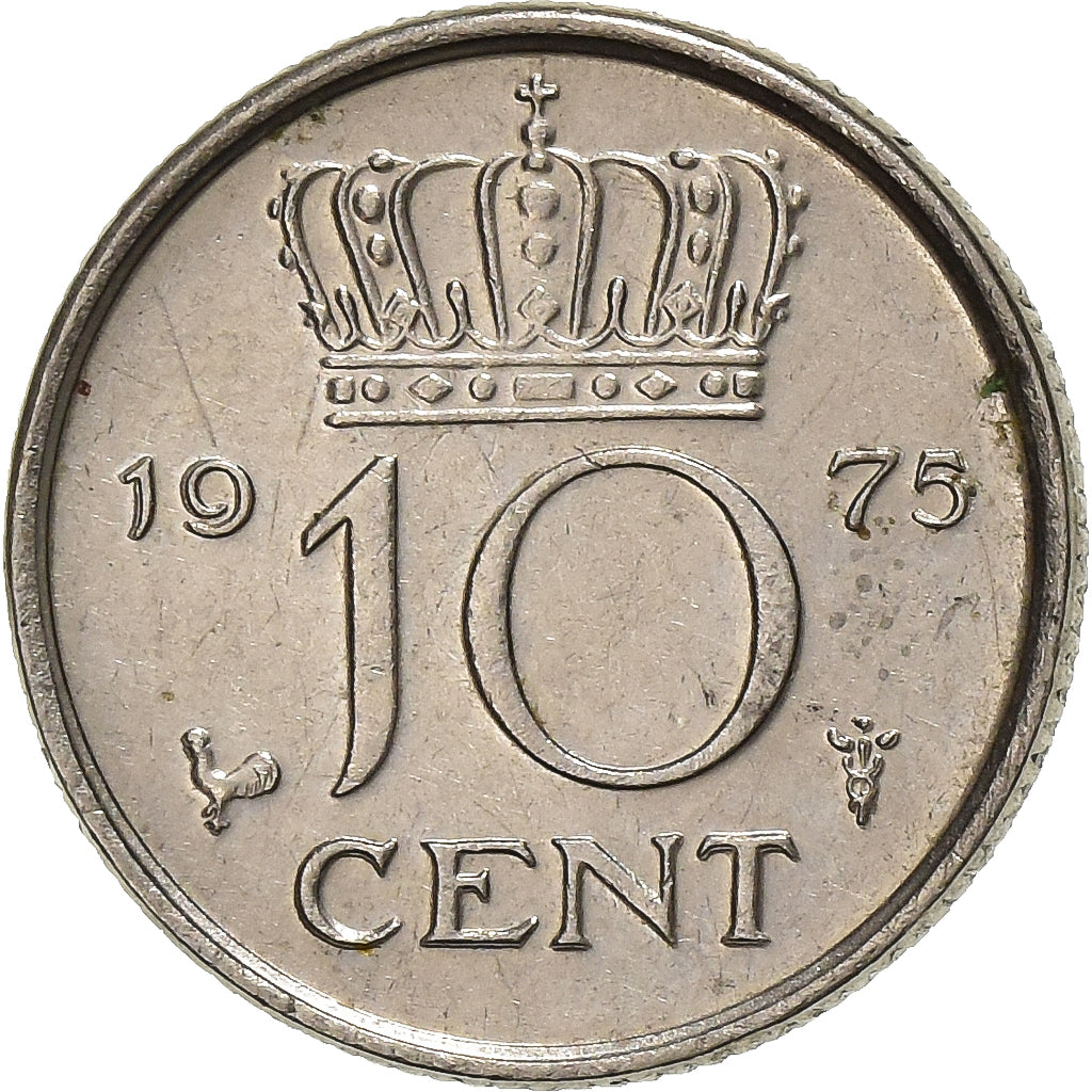 Niederlande, Juliana, 10 Cents, 1975, Nickel, SS, KM:182