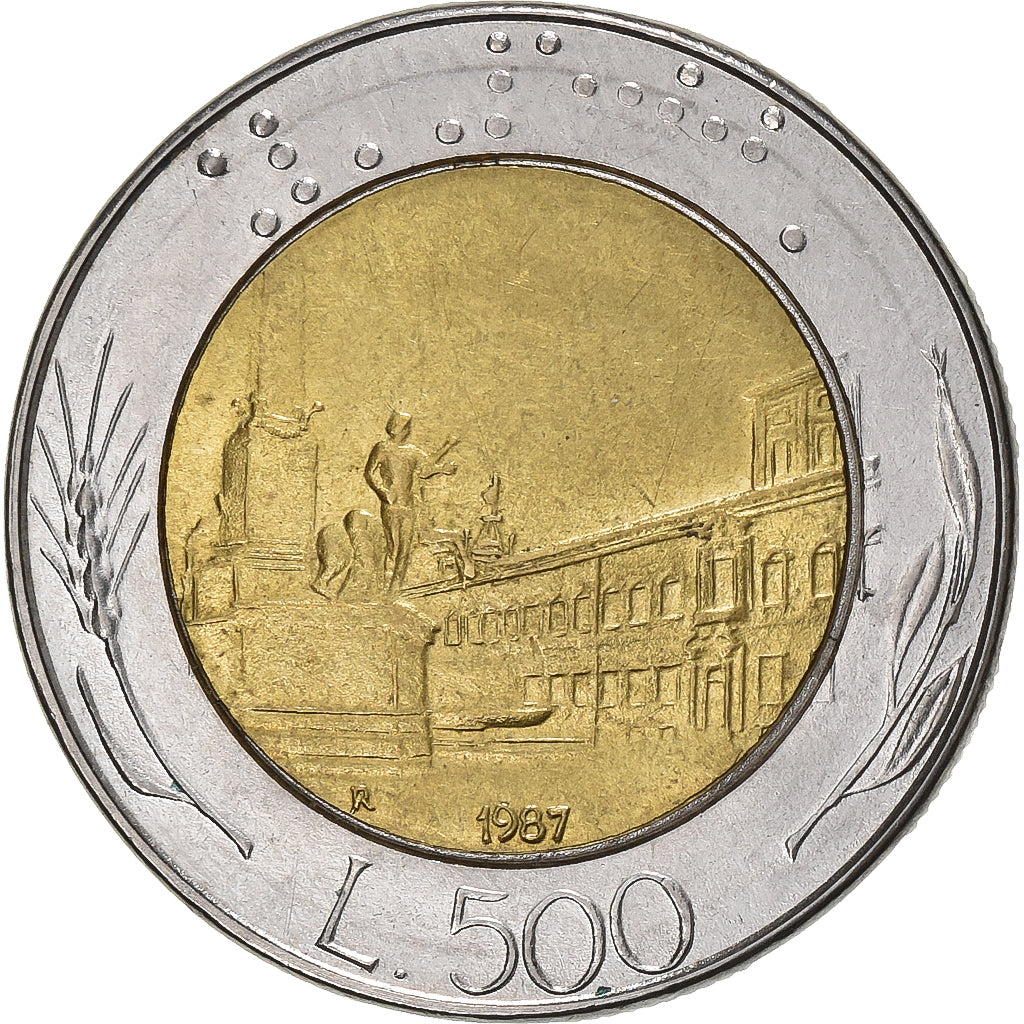 Itália, 500 Lire, 1987, Rome, Bimetálico, AU(50-53), KM:111