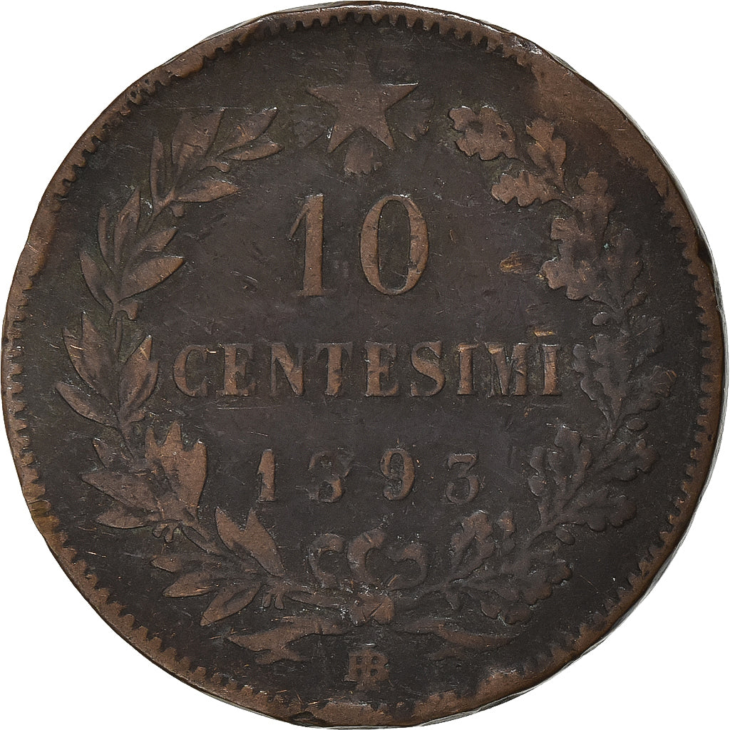 Italy, Umberto I, 10 Centesimi, 1893, Rome, Copper, F(12-15), KM:27.2