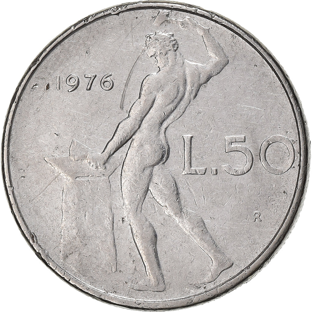 Italien, 50 Lire, 1976, Rome, Stainless Steel, S+, KM:95.1