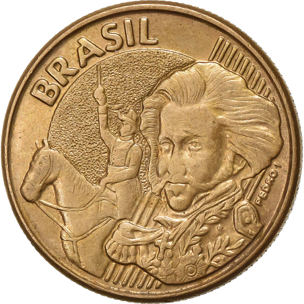 Brazylia, 10 Centavos, 2005, Brąz platerowany stalą, AU(50-53), KM:649.2