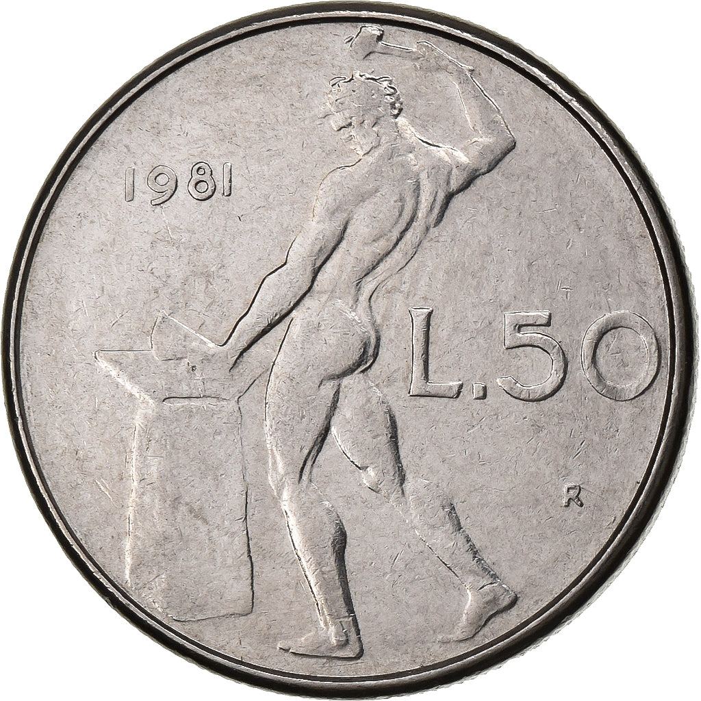 Italien, 50 Lire, 1981, Rome, Stainless Steel, SS, KM:95.1