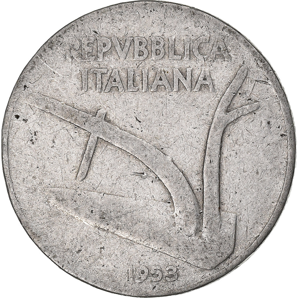 Italie, 10 Lire, 1953, Rome, Aluminium, TB, KM:93