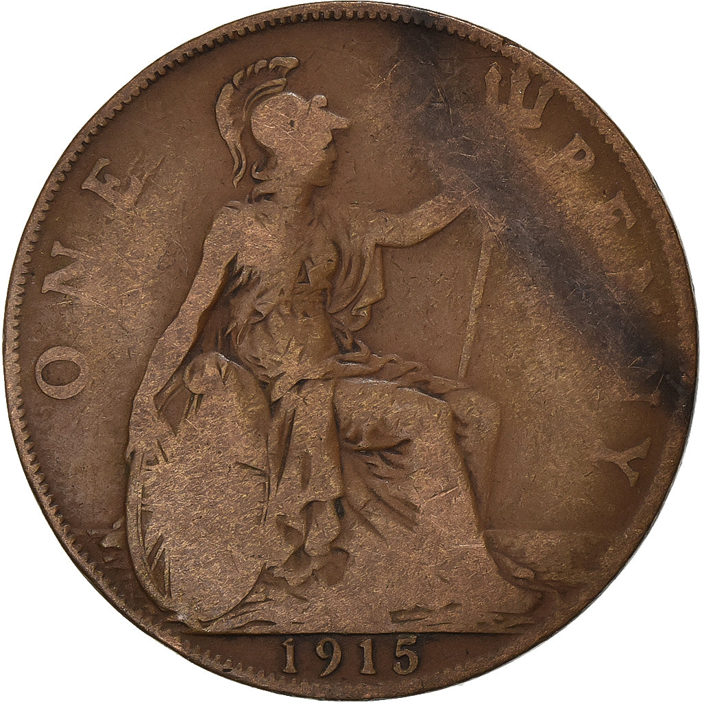Gran Bretaña, George V, Penny, 1915, Bronce, BC+, KM:810
