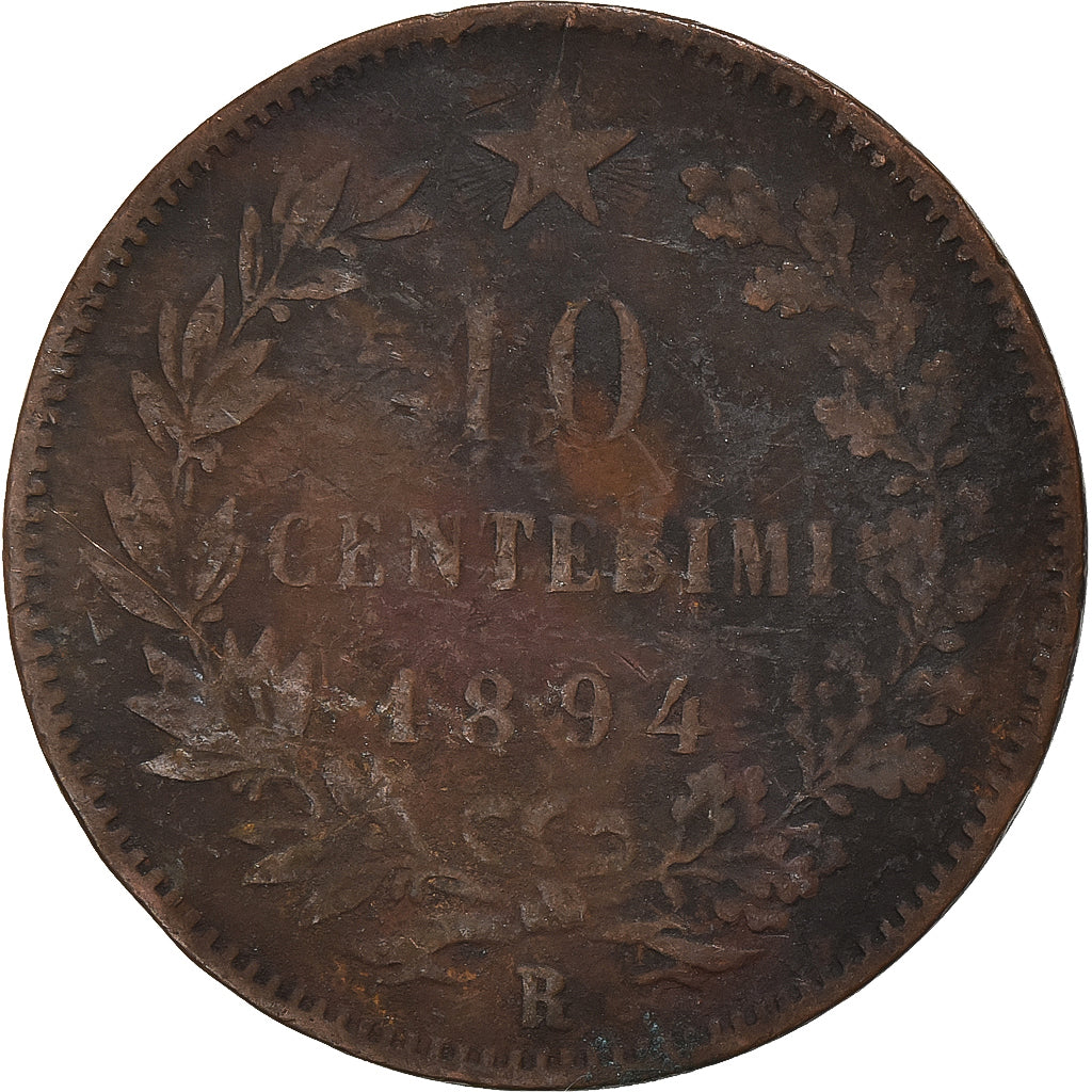 Itália, Umberto I, 10 Centesimi, 1894, Rome, Cobre, F(12-15), KM:27.2