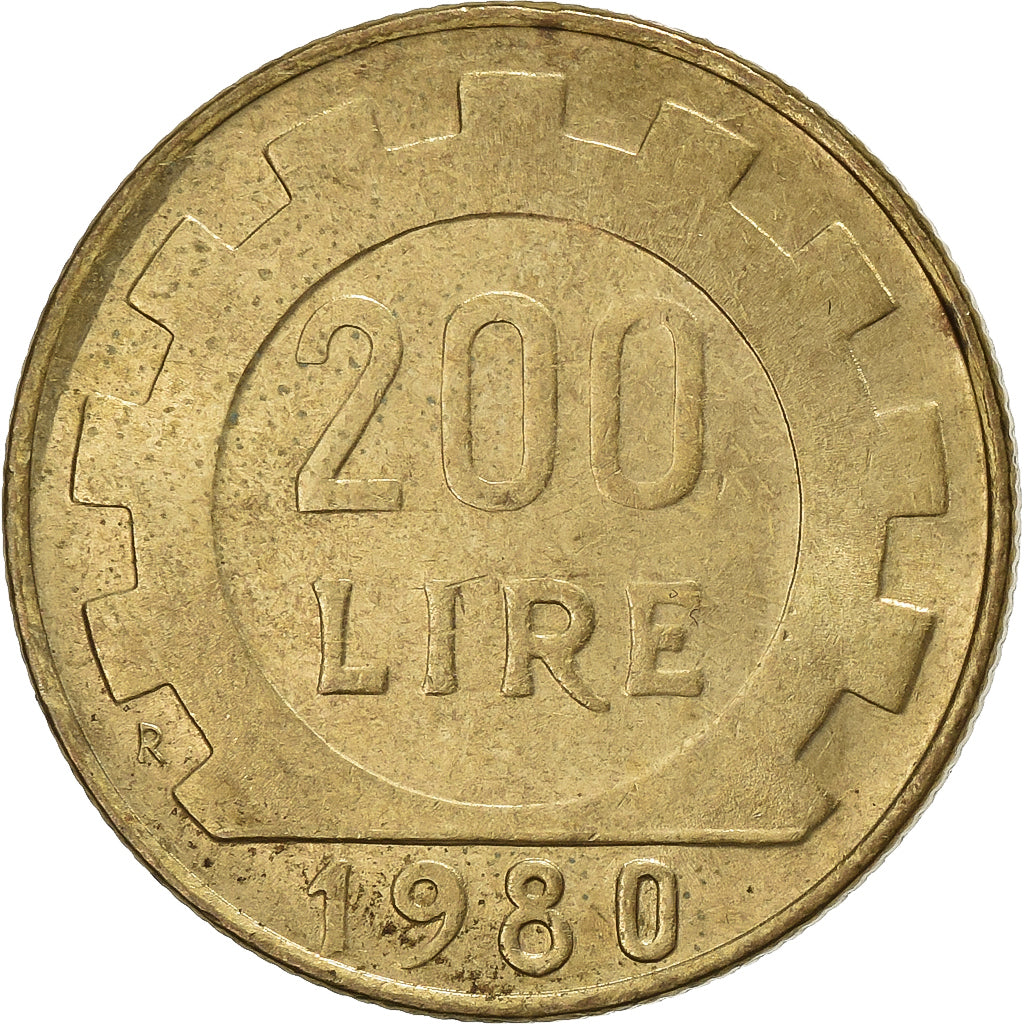 Italië, 200 Lire, 1980, Rome, Aluminum-Bronze, ZF, KM:105