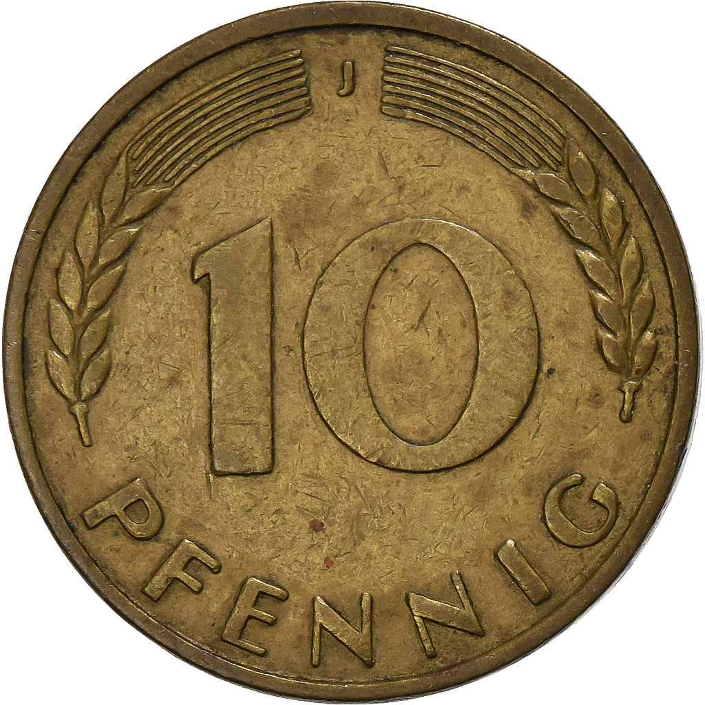 GERMANIA - REPUBBLICA FEDERALE, 10 Pfennig, 1950, Hambourg, Acciaio ricoperto in