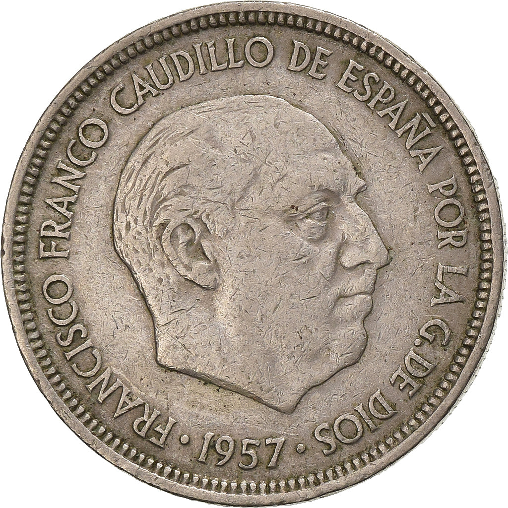 Spanien, Caudillo and regent, 5 Pesetas, 1967, Kupfer-Nickel, S+, KM:786