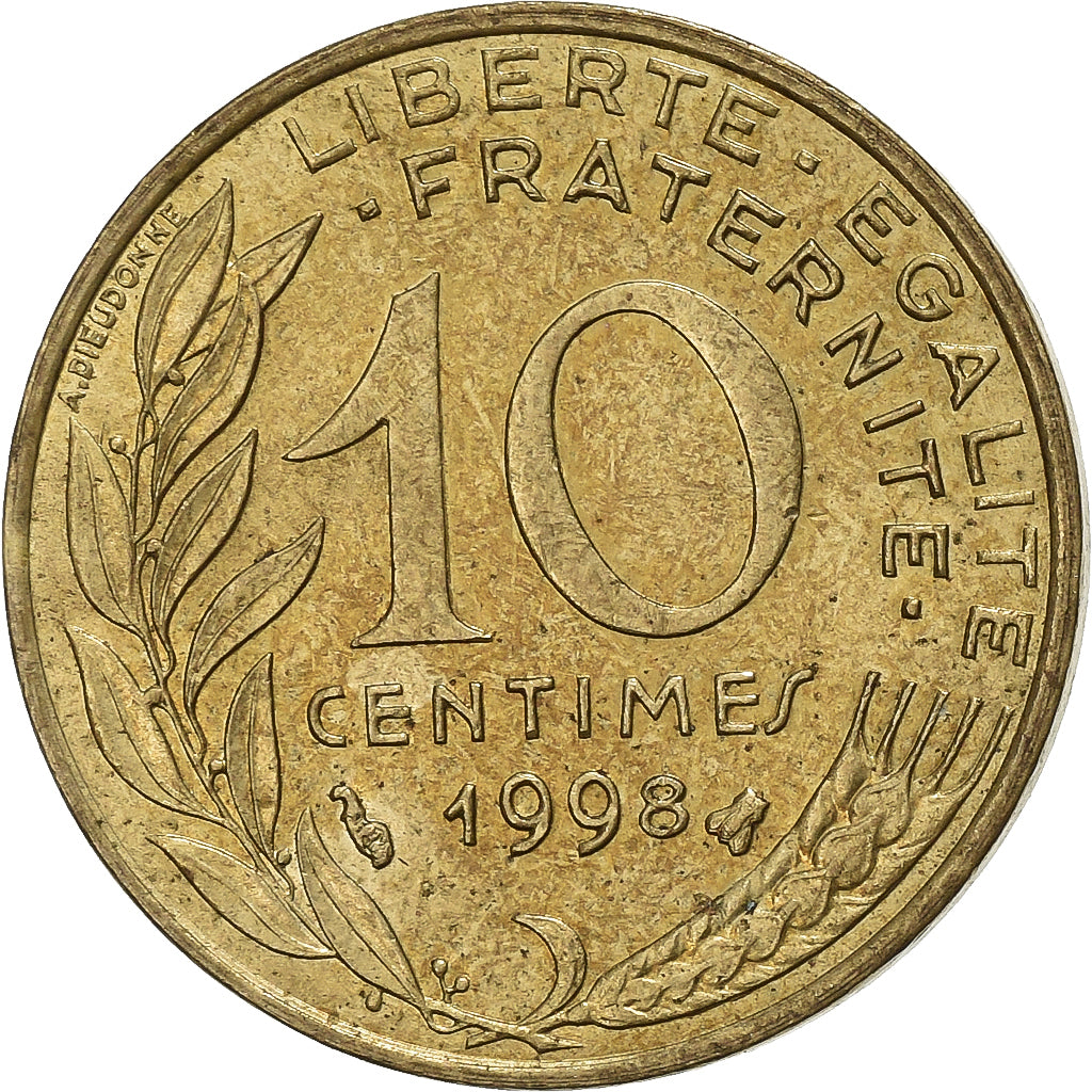 France, 10 Centimes, Marianne, 1998, Paris, Aluminum-Bronze, EF(40-45), Le