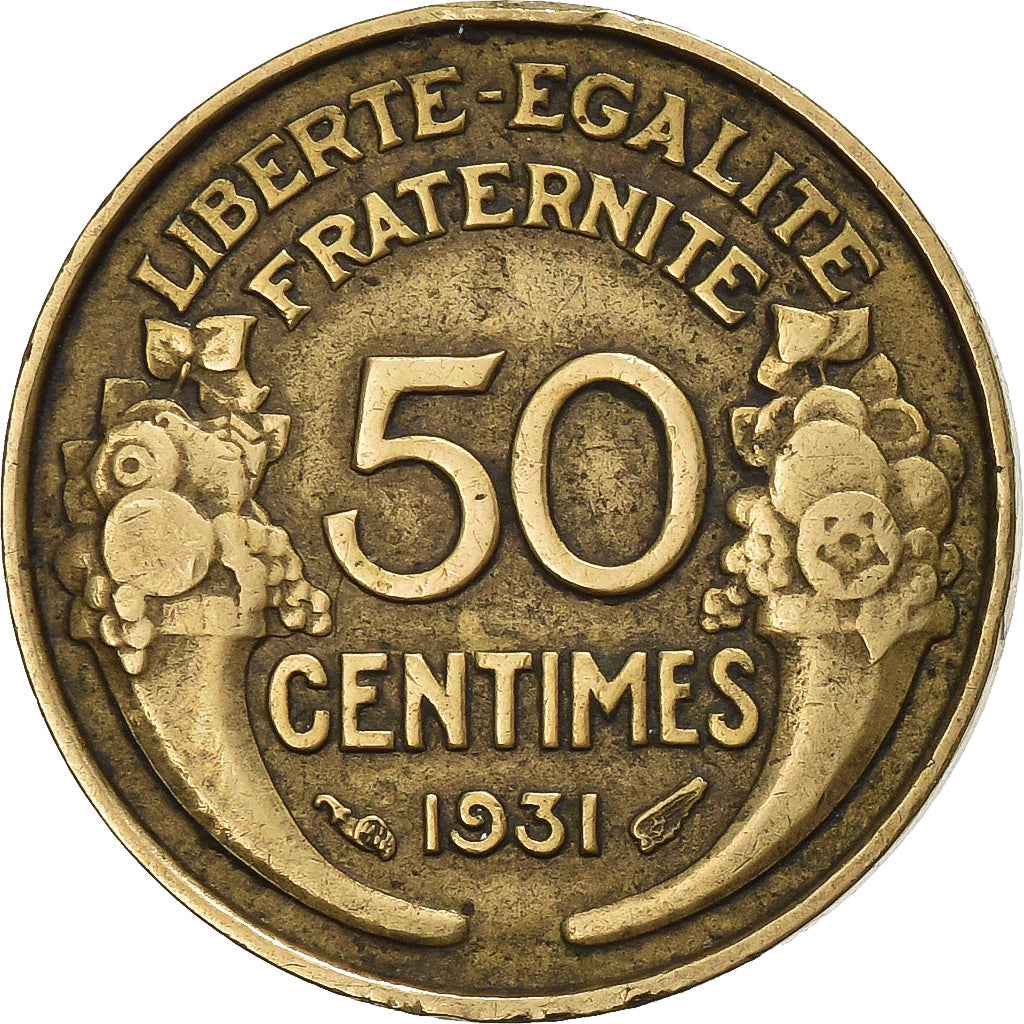 Frankrijk, 50 Centimes, Morlon, 1931, Aluminum-Bronze, ZF, Gadoury:423, KM:894.1
