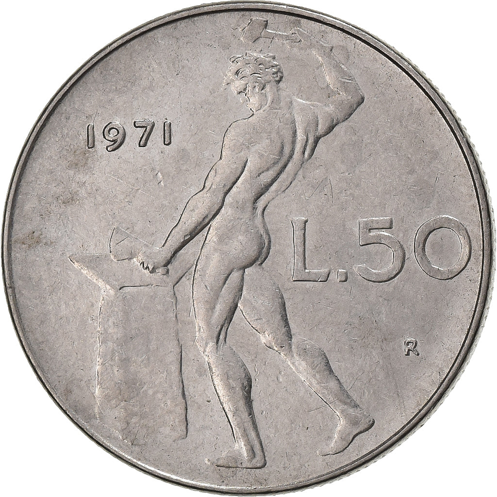 Italia, 50 Lire, 1971, Rome, Acero inoxidable, MBC, KM:95.1