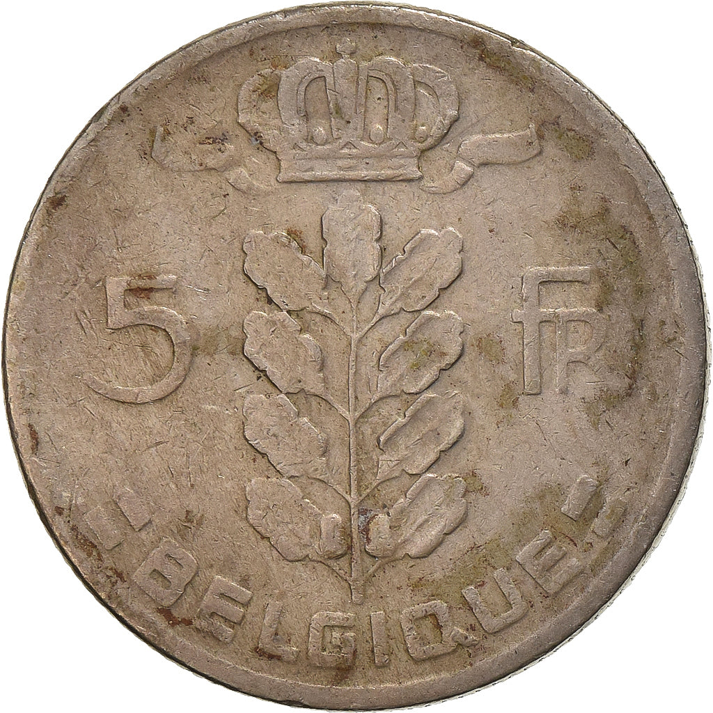 Bélgica, 5 Francs, 5 Frank, 1963, Cobre - níquel, BC+, KM:134.1